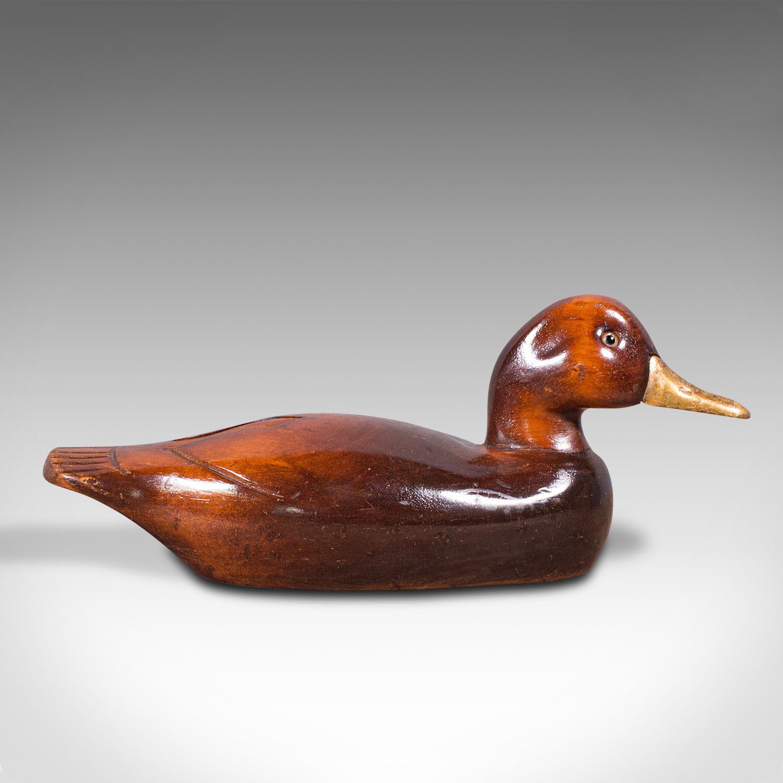 Antique Decoy Duck, English, Carved Mallard Figure, Gilt, Edwardian, Circa 1910 In Good Condition In Hele, Devon, GB