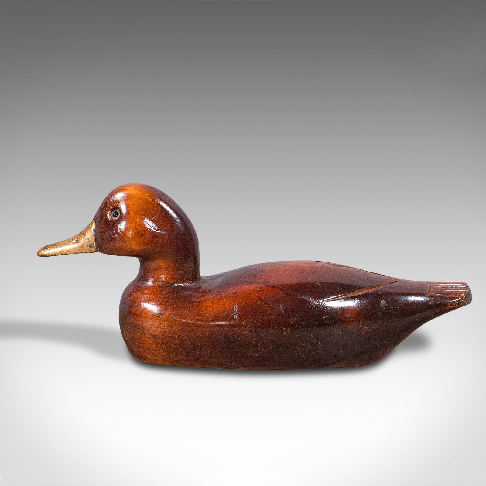 20th Century Antique Decoy Duck, English, Carved Mallard Figure, Gilt, Edwardian, Circa 1910