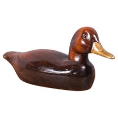 Antique Decoy Duck, English, Carved Mallard Figure, Gilt, Edwardian, Circa 1910