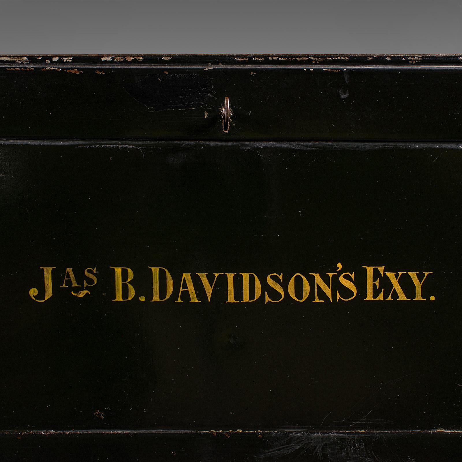 20th Century Antique Deed Box, English, Steel, Fall Front Keepsake Case, Office Storage, 1920 For Sale