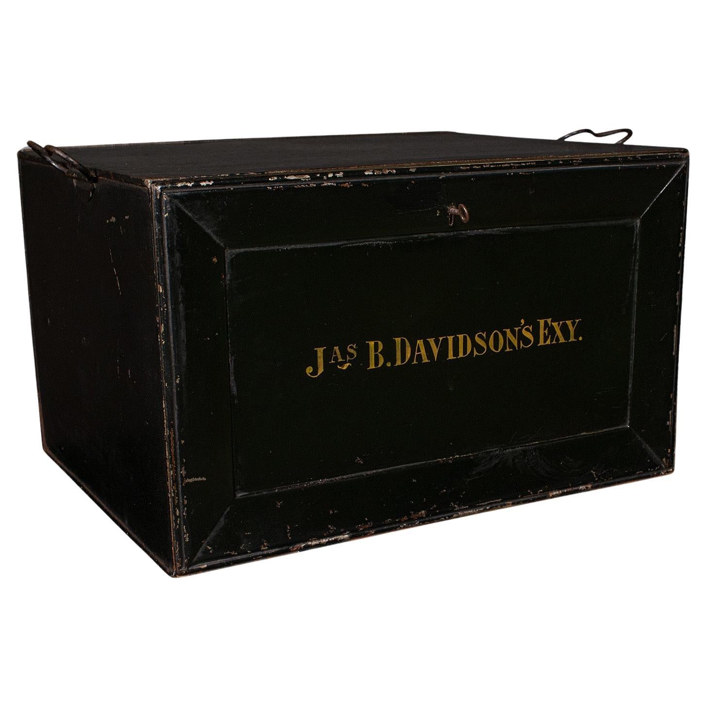 Caja de Escrituras Antigua, Inglesa, Acero, Caja de Recuerdos, Almacenamiento de Oficina, 1920