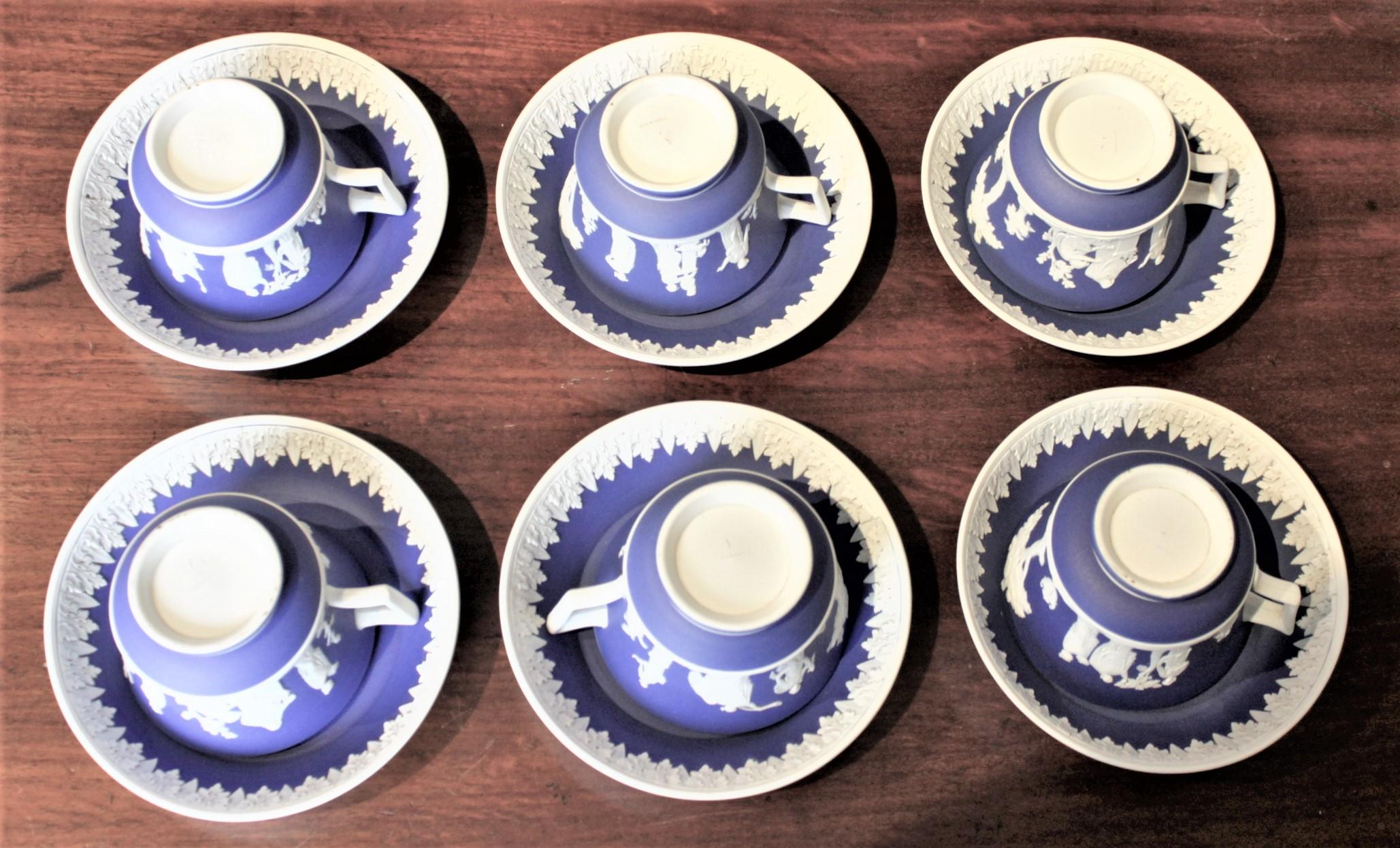 Antique Deep Blue Wedgwood Jasperware Ten Piece Tea Set with Neoclassical Motif For Sale 3