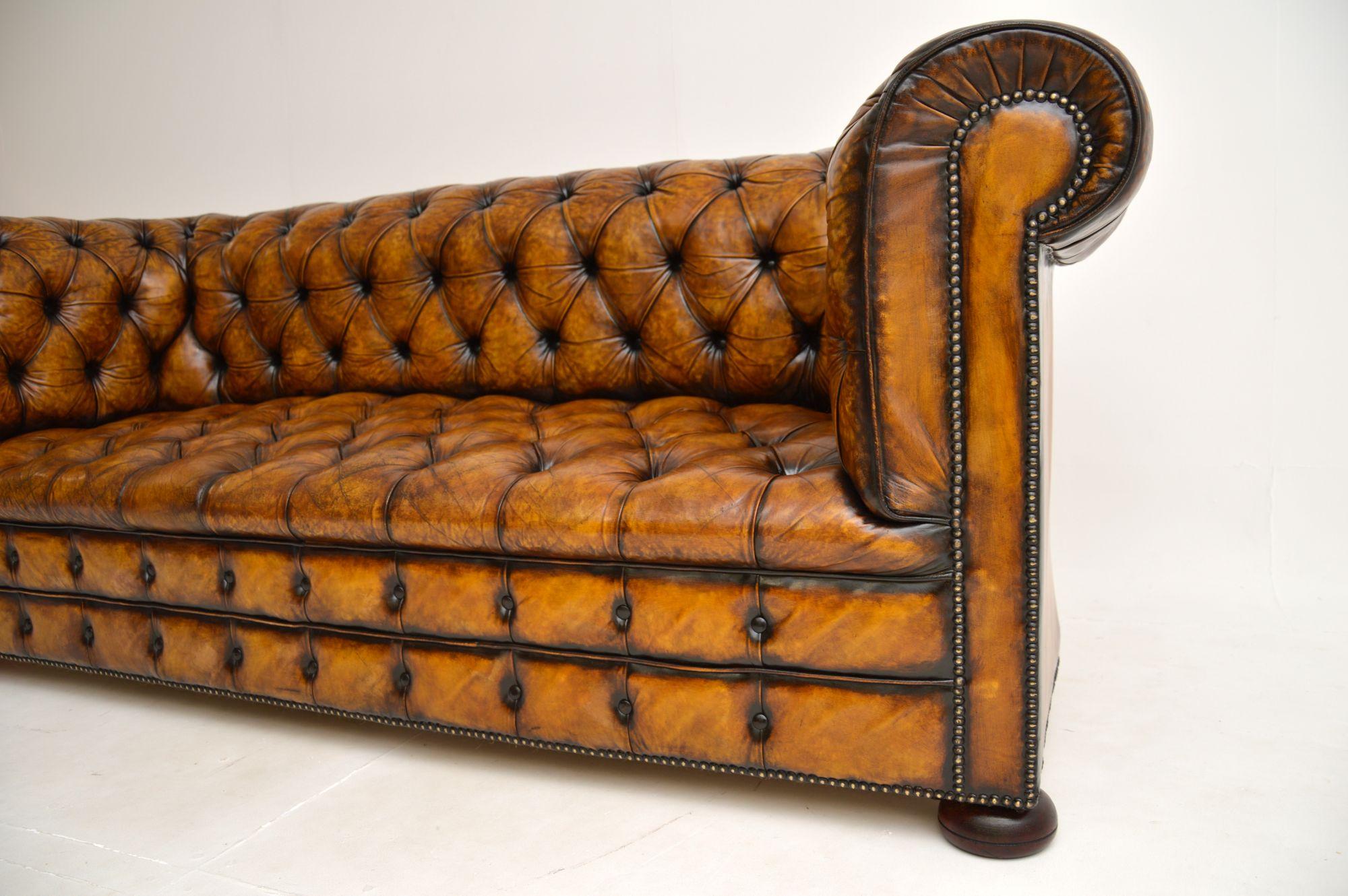 Antique Deep Buttoned Leather Chesterfield Sofa For Sale 3