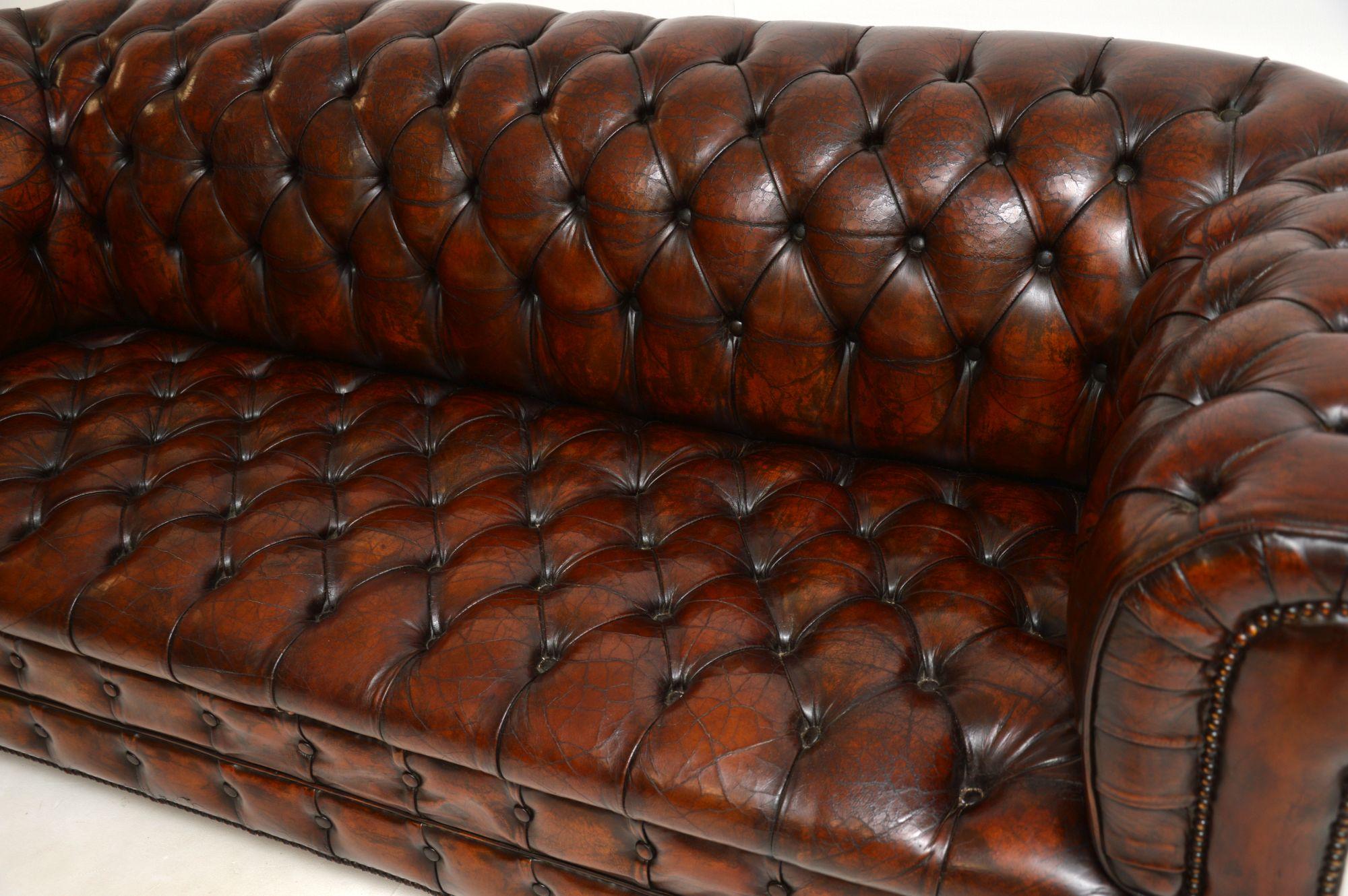 Antique Deep Buttoned Leather Chesterfield Sofa 5