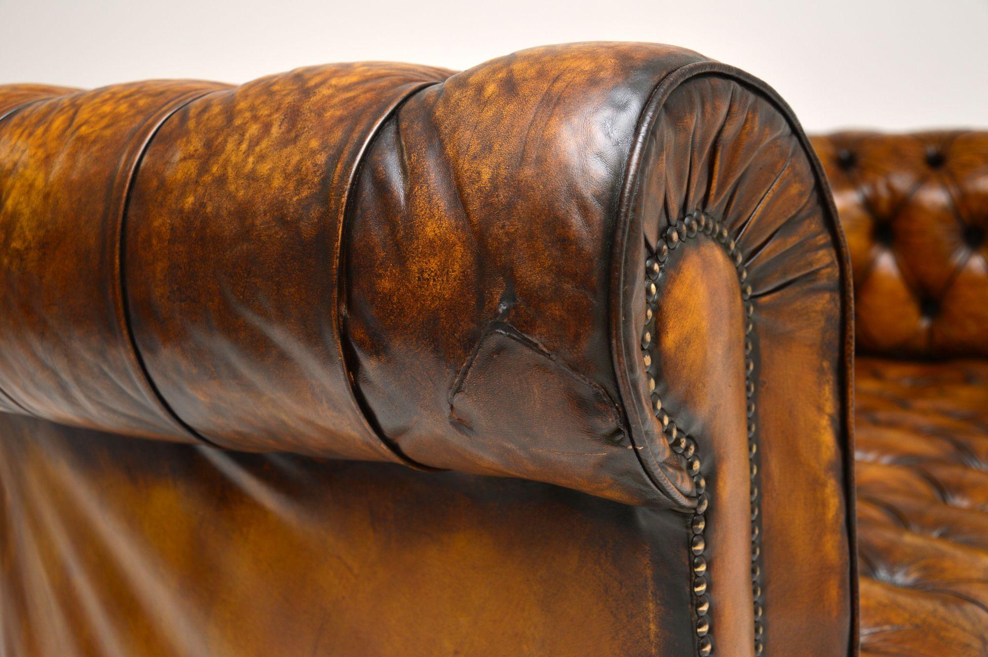 Antique Deep Buttoned Leather Chesterfield Sofa For Sale 4