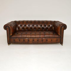 Antique Deep Buttoned Leather Chesterfield Sofa