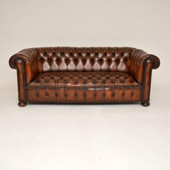 Antique Deep Buttoned Leather Chesterfield Sofa