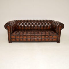 Antique Deep Buttoned Leather Chesterfield Sofa