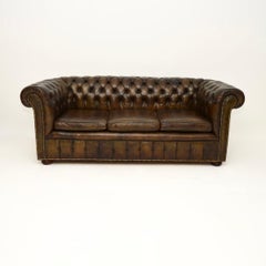 Antique Deep Buttoned Leather Chesterfield Sofa