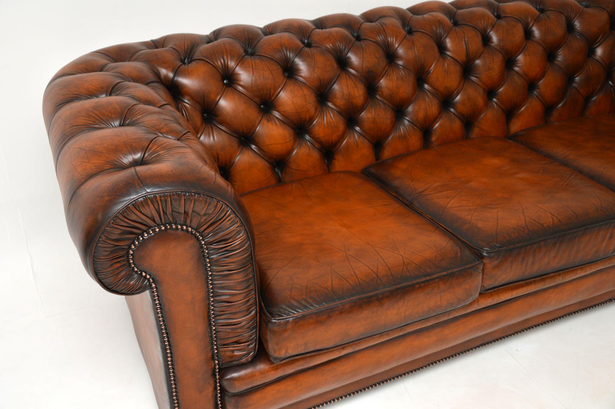 Victorian Antique Deep Buttoned Leather Chesterfield Sofa