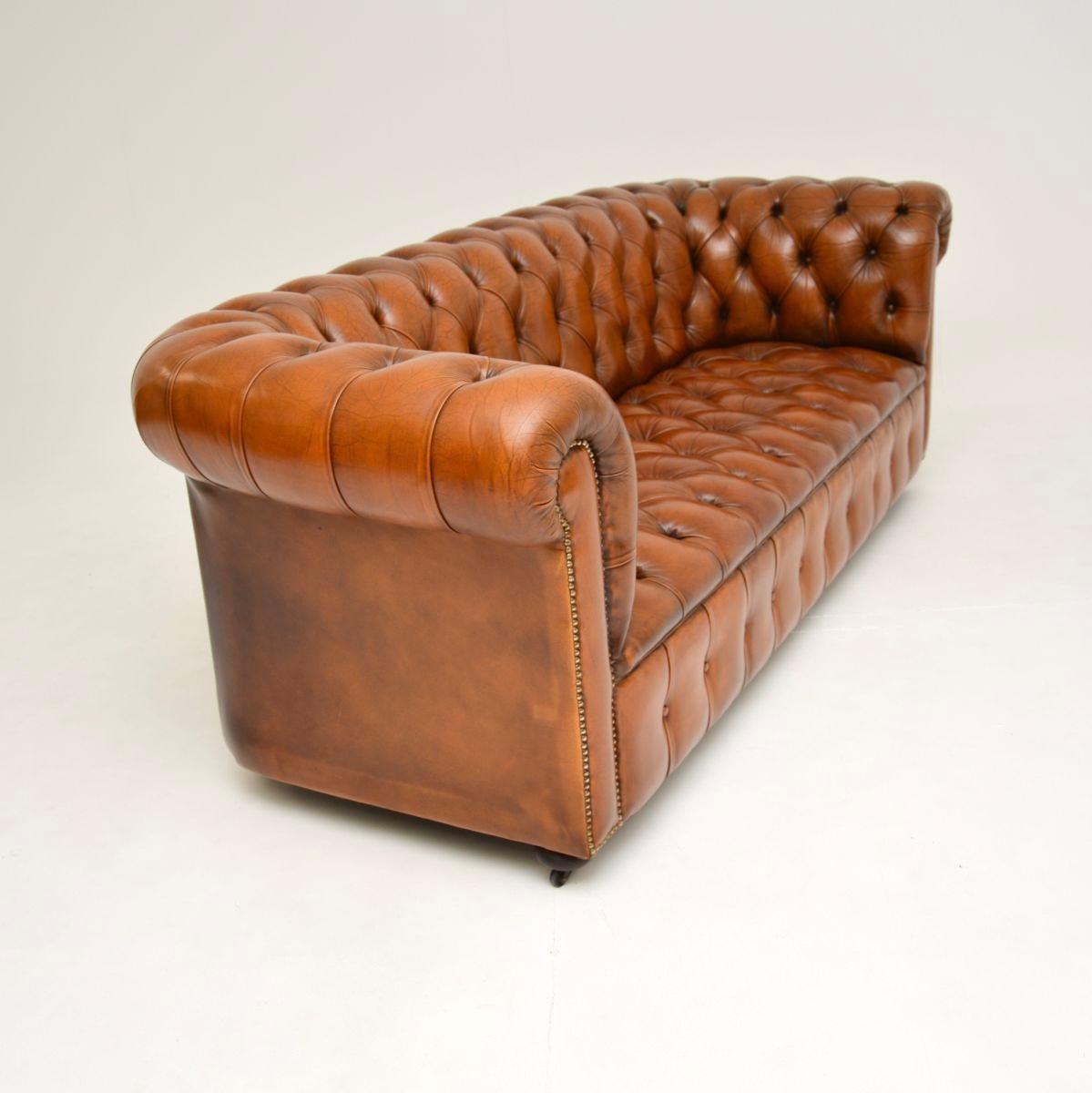 Victorian Antique Deep Buttoned Leather Chesterfield Sofa