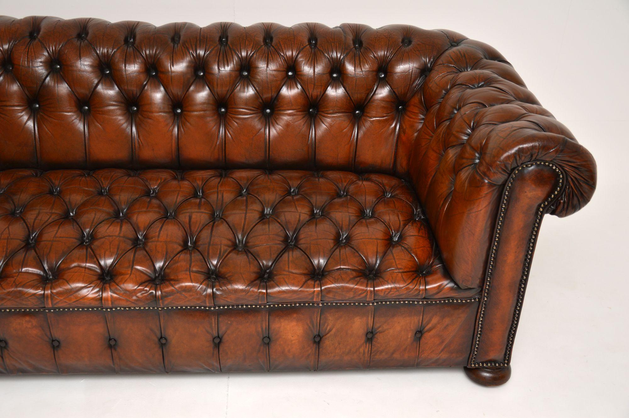 20th Century Antique Deep Buttoned Leather Chesterfield Sofa