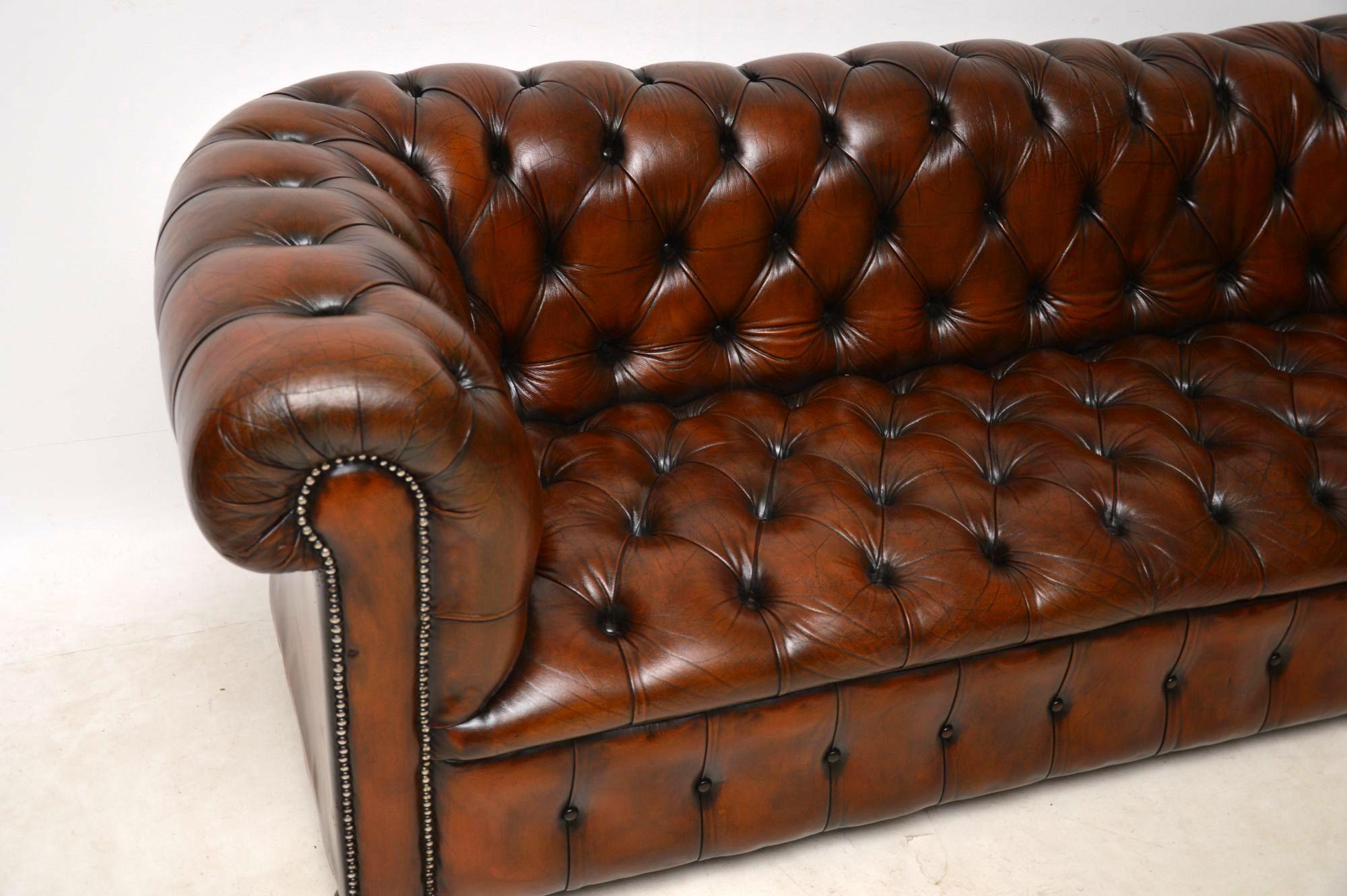Edwardian Antique Deep Buttoned Leather Chesterfield Sofa