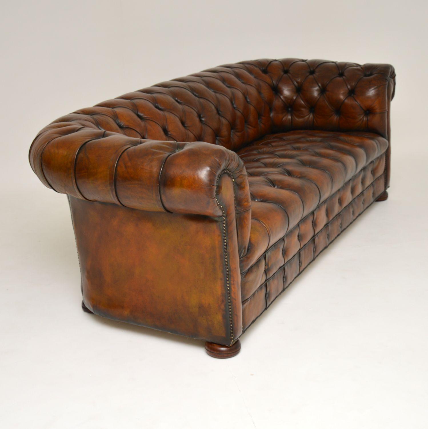 Victorian Antique Deep Buttoned Leather Chesterfield Sofa