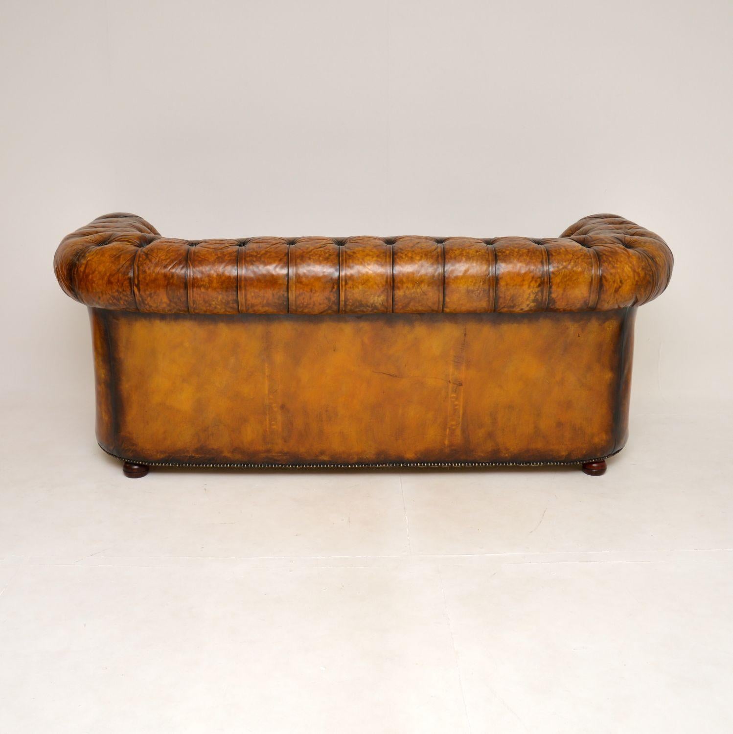 British Antique Deep Buttoned Leather Chesterfield Sofa For Sale