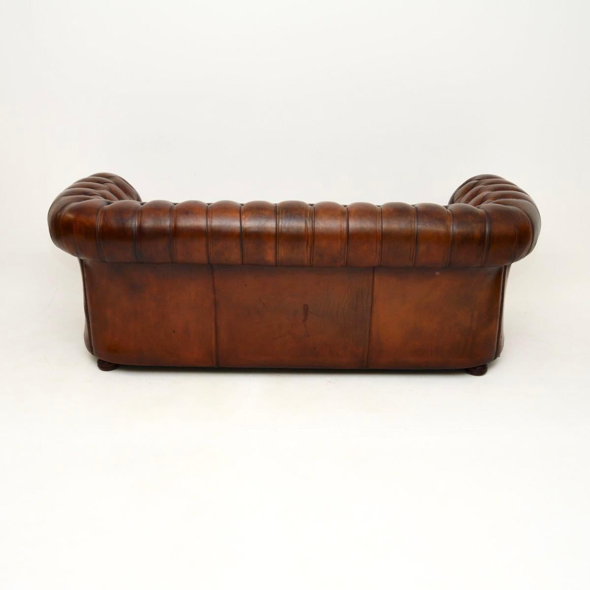 Mid-20th Century Antique Deep Buttoned Leather Chesterfield Sofa For Sale