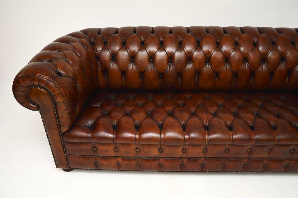 Antique Deep Buttoned Leather Chesterfield Sofa For Sale 1