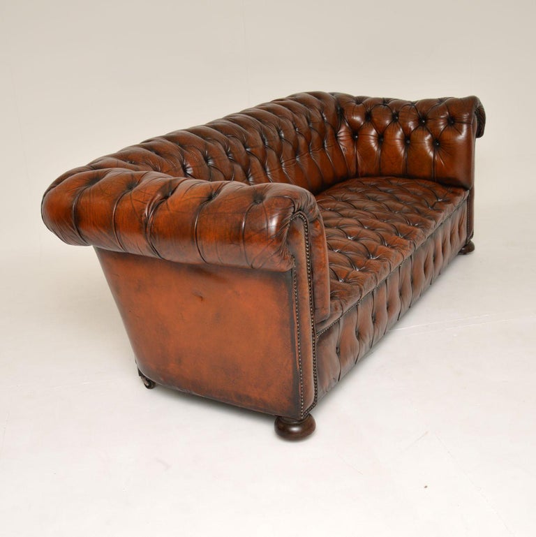 Antique Deep Buttoned Leather Chesterfield Sofa at 1stDibs