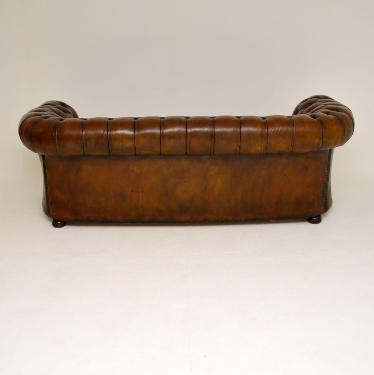 Mid-20th Century Antique Deep Buttoned Leather Chesterfield Sofa