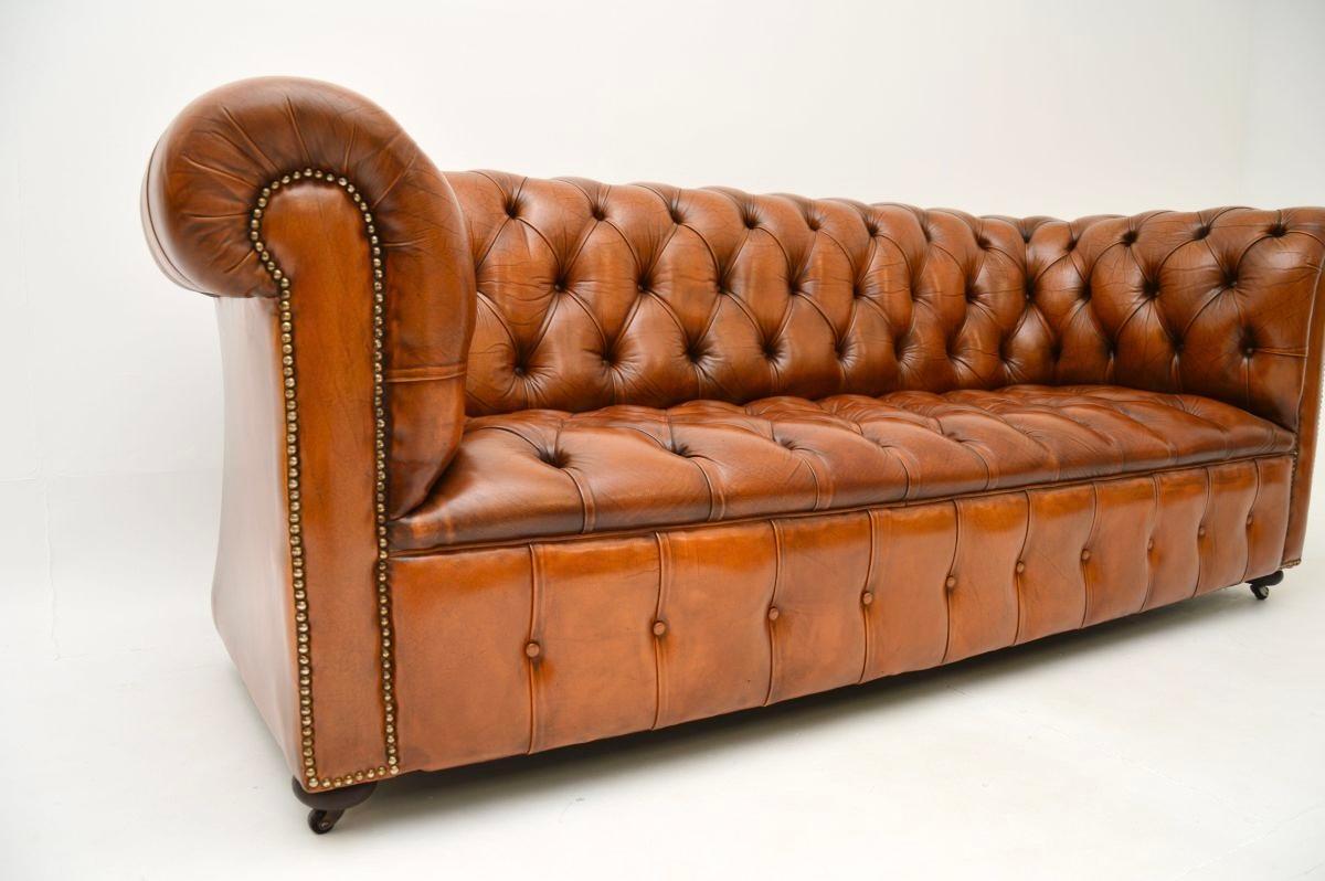Antique Deep Buttoned Leather Chesterfield Sofa 3