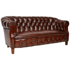 Antique Deep Buttoned Leather Chesterfield Sofa