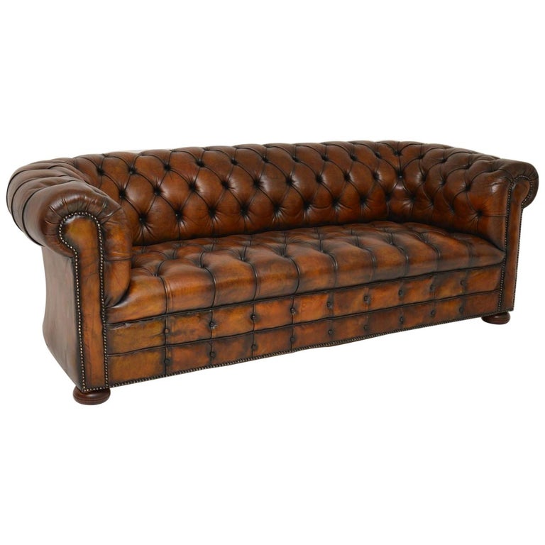 Antique Deep Buttoned Leather Chesterfield Sofa at 1stDibs