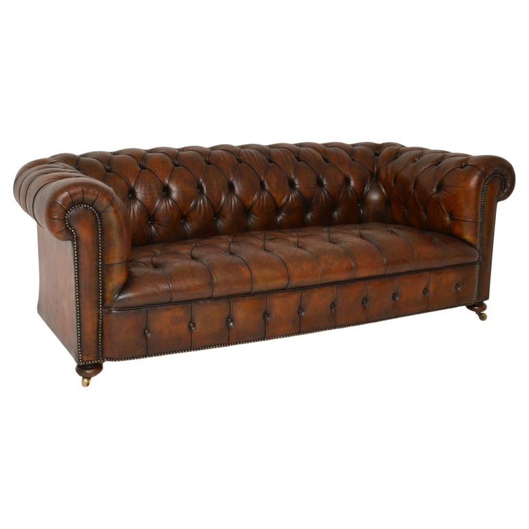 Antique Deep Buttoned Leather Chesterfield Sofa at 1stDibs