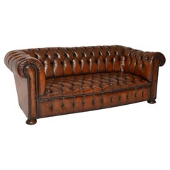 Vintage Deep Buttoned Leather Chesterfield Sofa