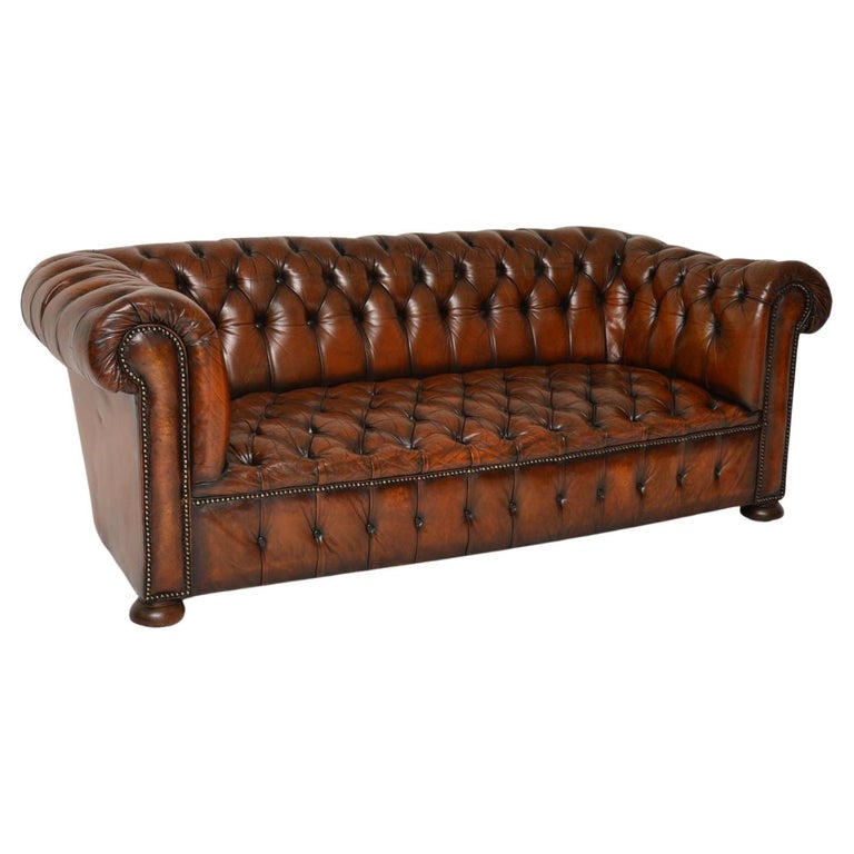 Antique Deep Buttoned Leather Chesterfield Sofa at 1stDibs