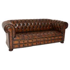 Vintage Deep Buttoned Leather Chesterfield Sofa