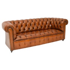 Retro Deep Buttoned Leather Chesterfield Sofa