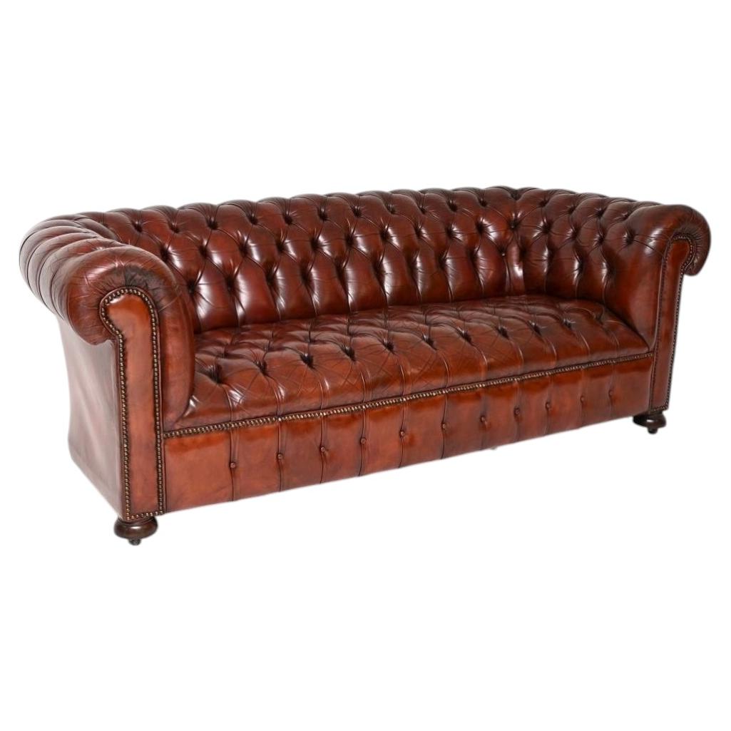 Antique Deep Buttoned Leather Chesterfield Sofa