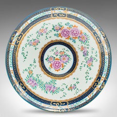 Antique Deep Display Charger, French, Ceramic, Decorative Plate, Victorian, 1900