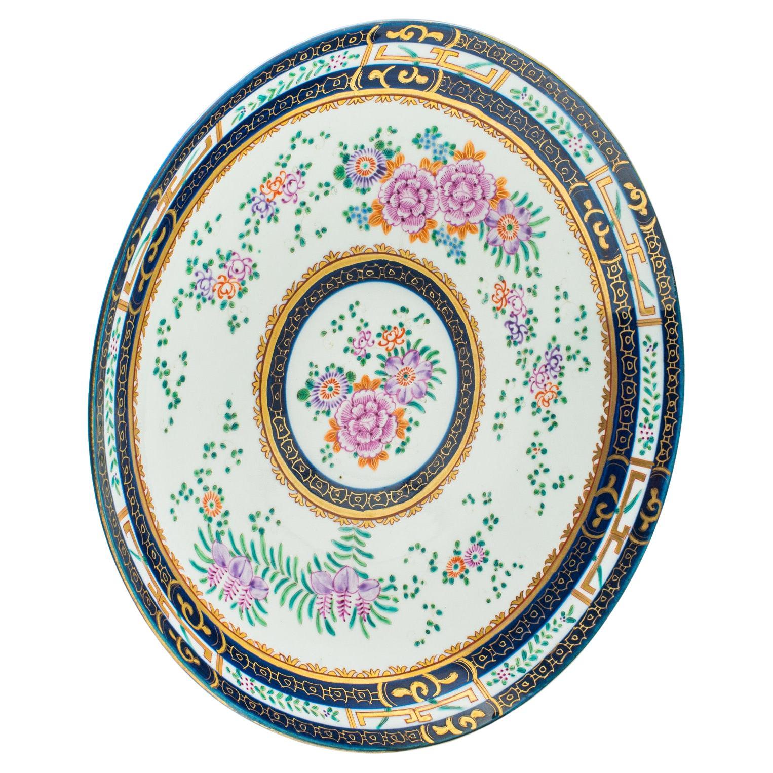 Antique Deep Display Charger, French, Ceramic, Decorative Plate, Victorian, 1900