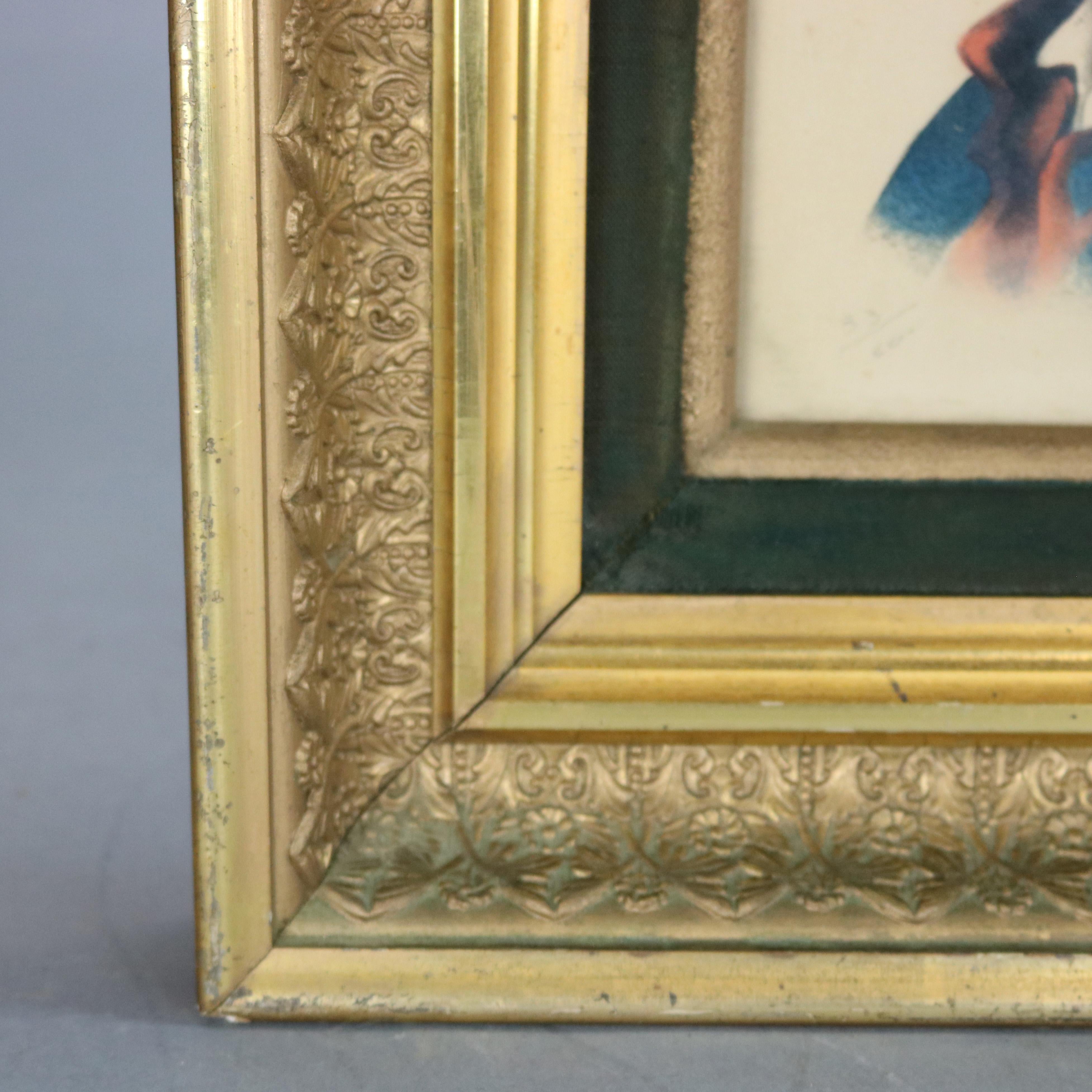 Antike tief gefasste Rahmen aus vergoldetem Holz mit Kinderporträtdrucken im Angebot 4