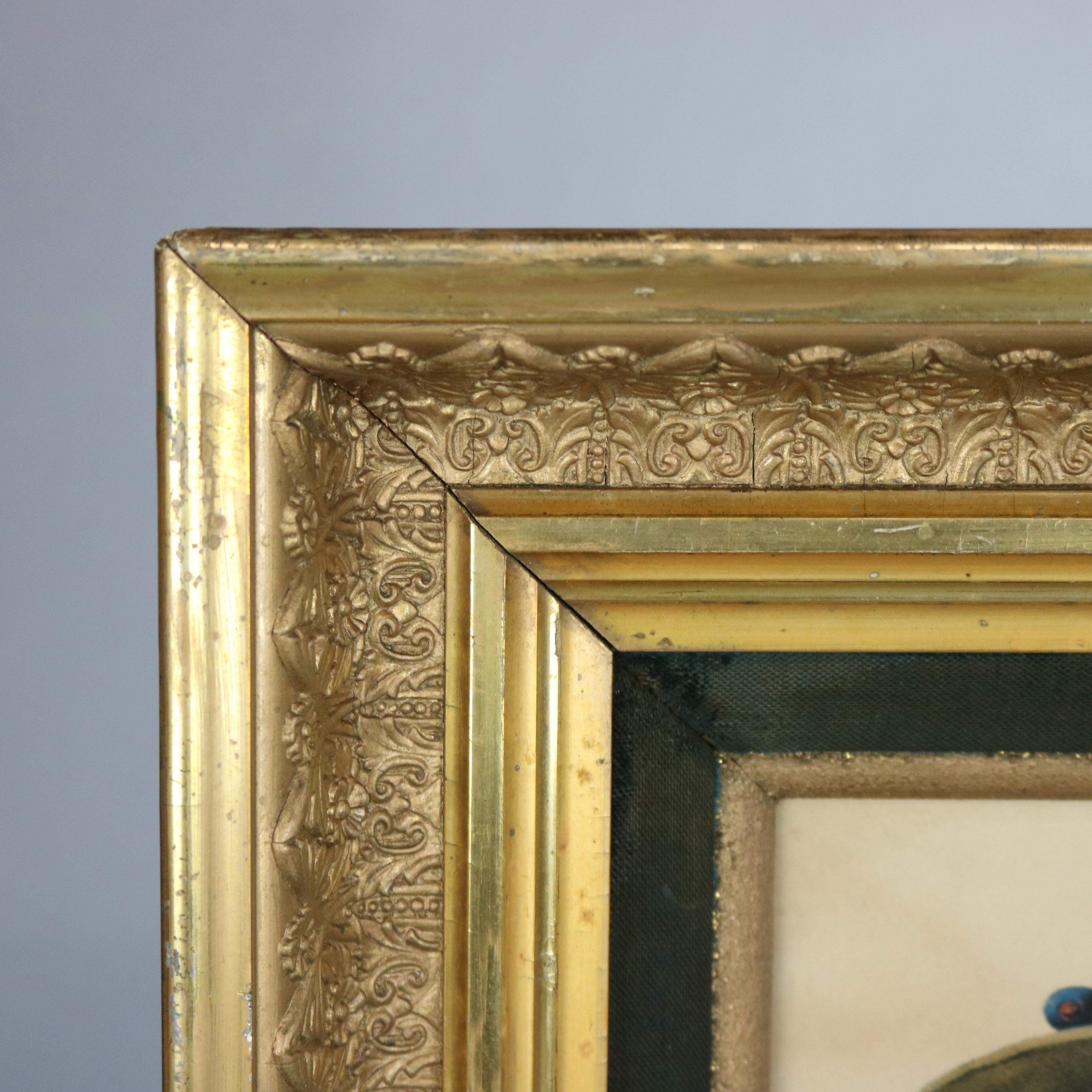 Antike tief gefasste Rahmen aus vergoldetem Holz mit Kinderporträtdrucken im Angebot 6