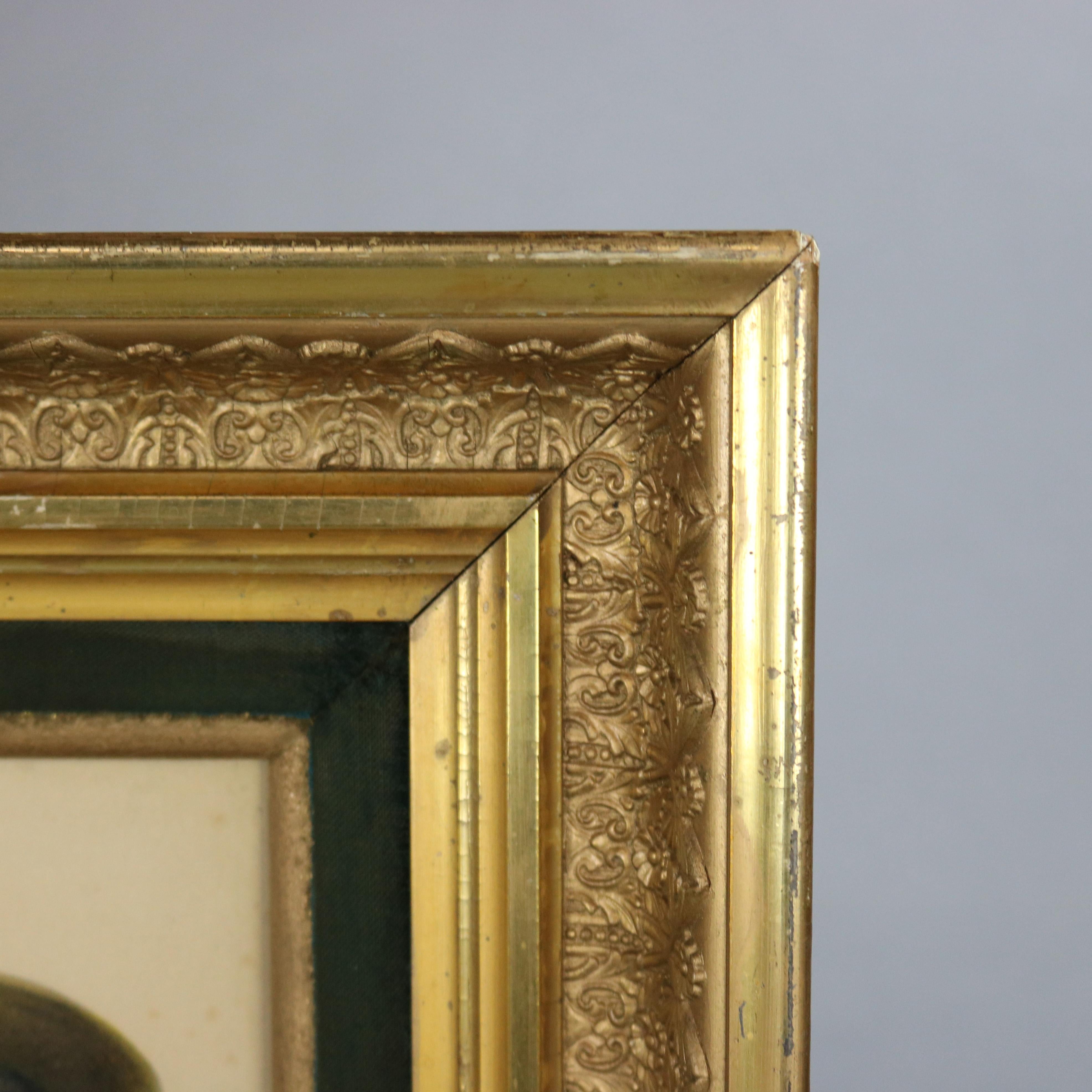 Antike tief gefasste Rahmen aus vergoldetem Holz mit Kinderporträtdrucken im Angebot 7