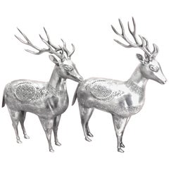Antique Deer Figurine Silver 1190 Grams