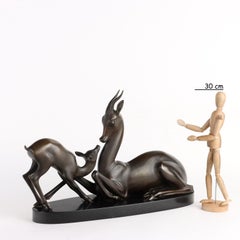 Antique Deers Signed Sirio Tofanari Bronze Italy XX Century