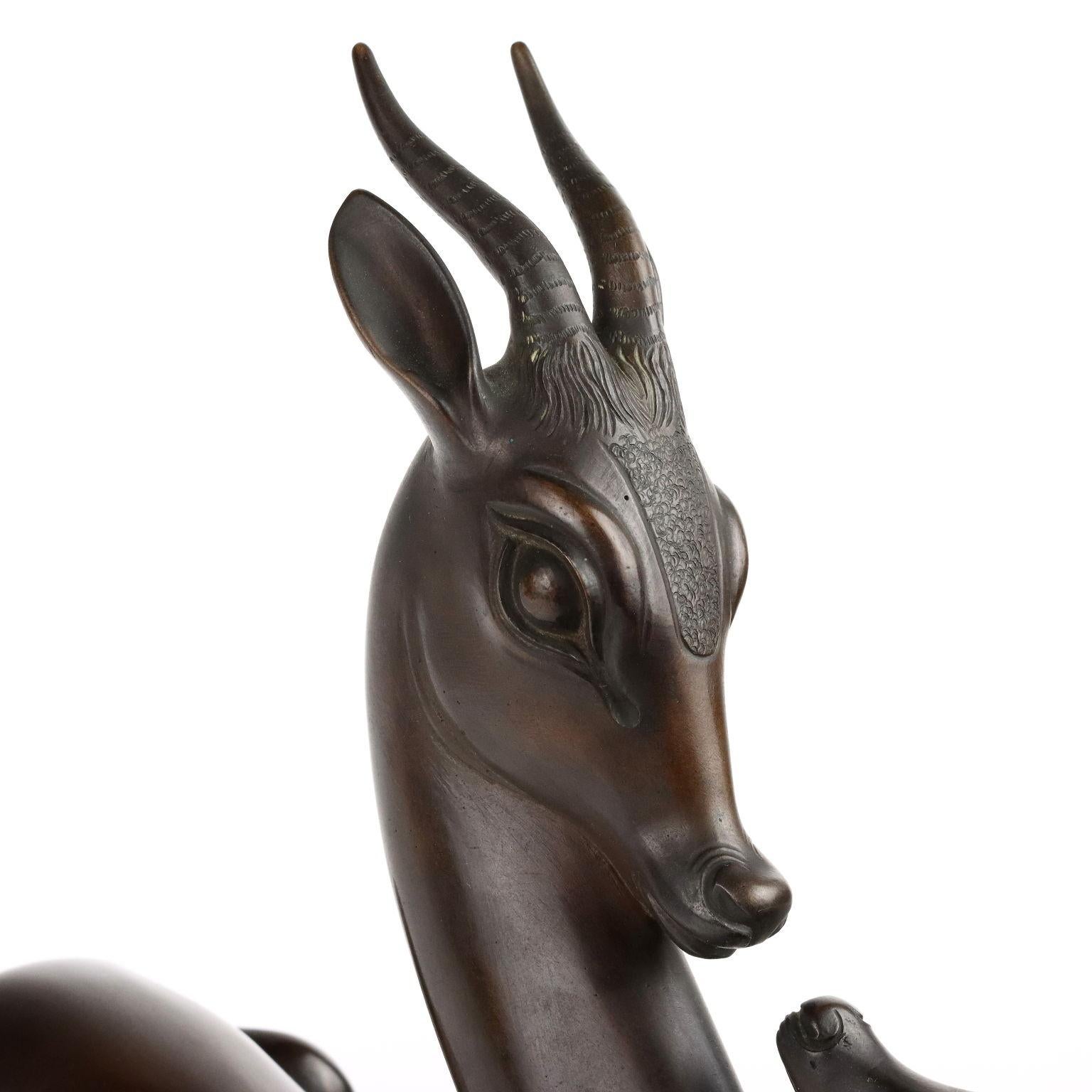 Italian Antique Deers Signed Sirio Tofanari Bronze Italy XX Century For Sale