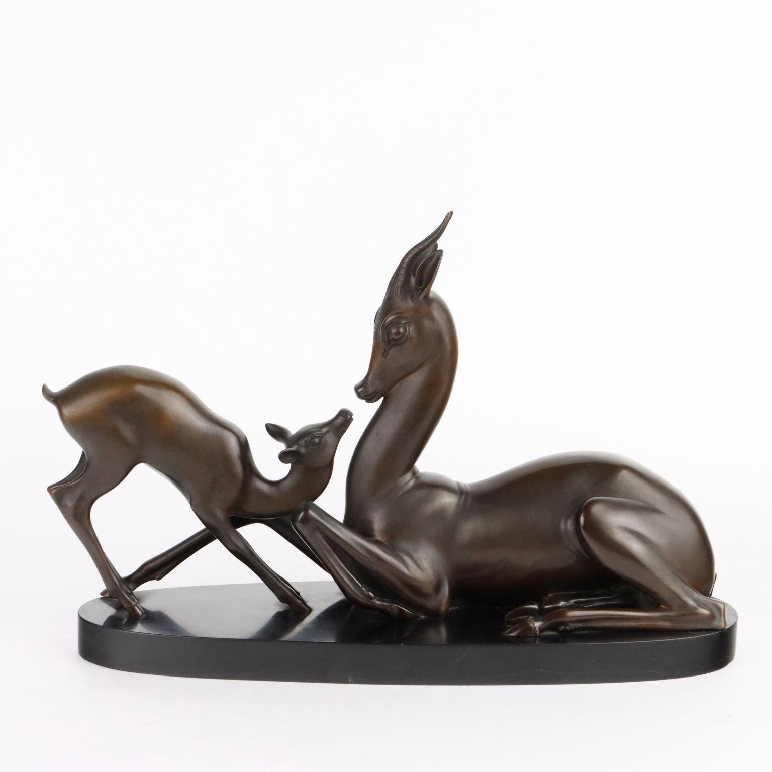 Antique Deers Signed Sirio Tofanari Bronze Italy XX Century For Sale 3