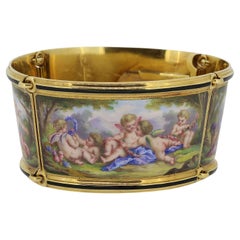 Antique Delarue Palais Royal Enamel Cherub Bracelet