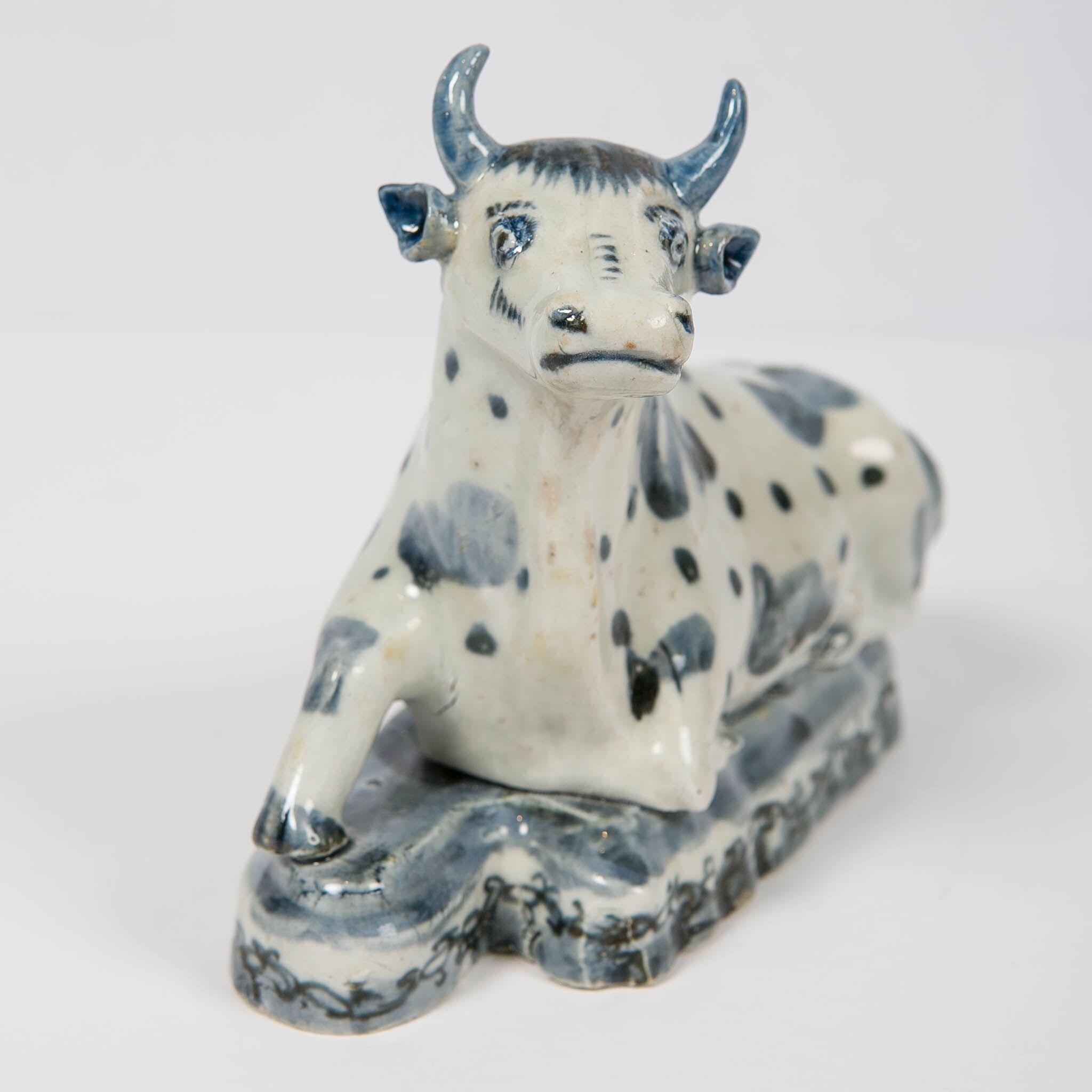 Provenance: with Parke-Bernet Feb '59 paper label
We are proud to offer this Dutch Delft Blue and White spotted cow made circa 1770. From the mid-18th century onwards, it was the fashion to decorate the interior of Dutch homes with delft models of