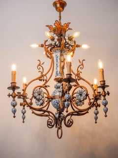 Antique Delft chandelier large
