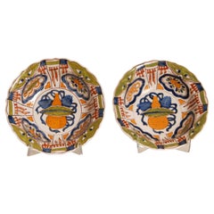 Antique Delft Chinoiserie Bowl Polychrome Delftware Chinese Ming Style a Pair