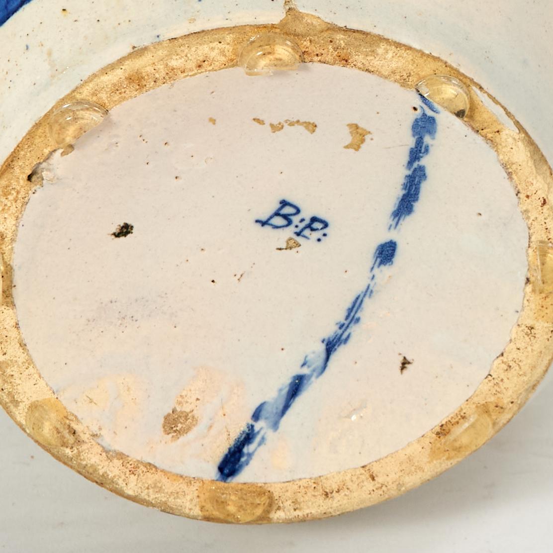 Antico vaso per tabacco in terracotta smaltata e decorata di Delft in vendita 3