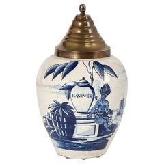 Antique Delft Glazed and Decorated Earthenware Tobacco Jar