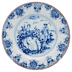 Antique Delft Plate with Pastoral scene, by Geertruy Verstelle, (1761-1773)