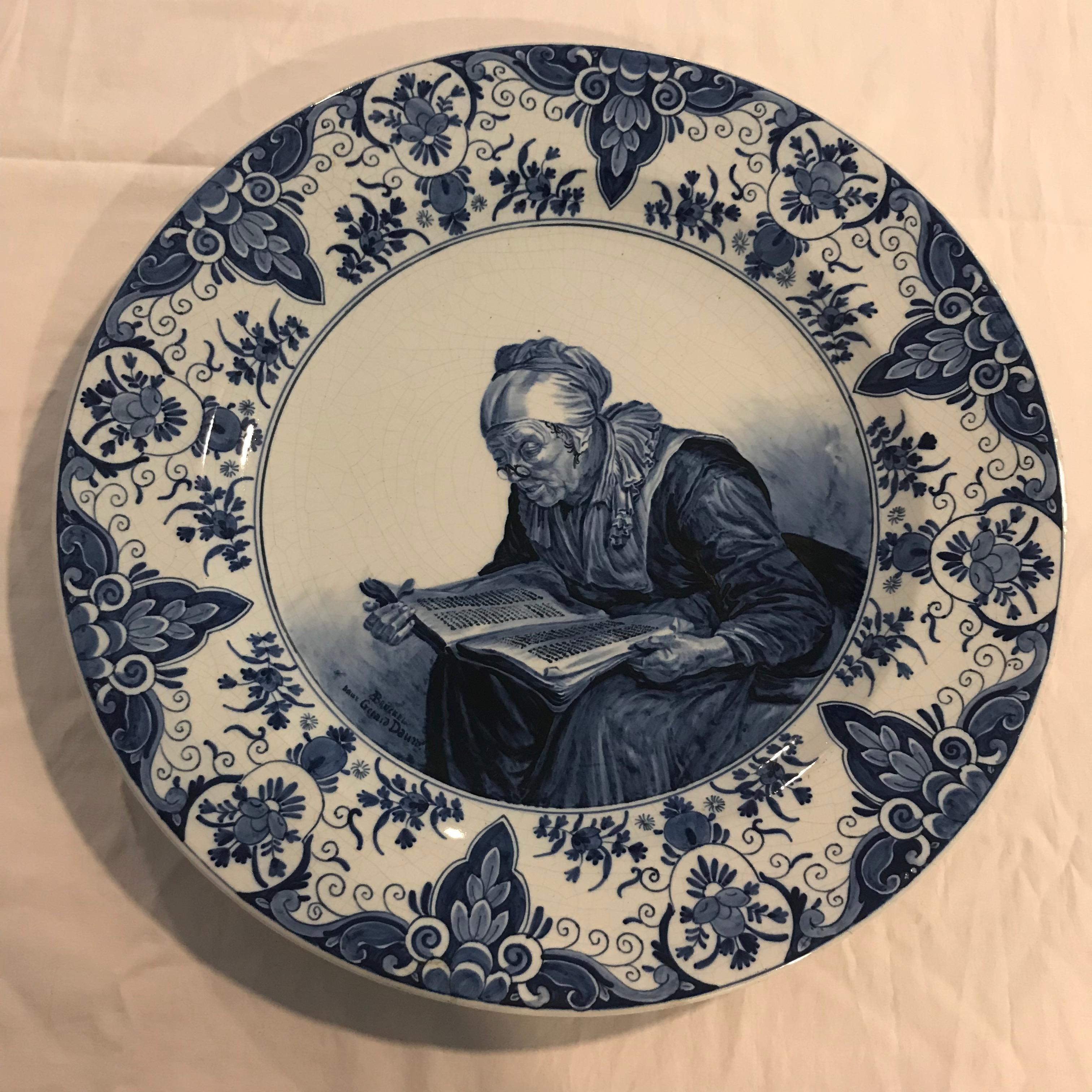 Antique Delft Porcelain Charger, Holland For Sale 2