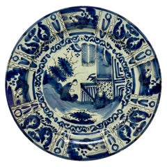 Antique Delft Tin Glaze Charger, circa 1760-1780